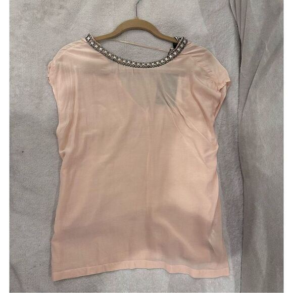 Zara tee with diamonds peach color size M new with tags - Picture 1 of 6